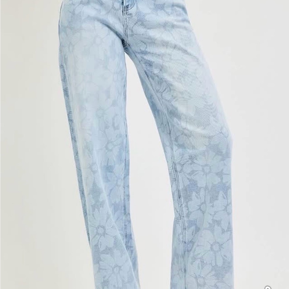 Floral High Rise Women Jeans - Light Blue - Picture 2 of 4